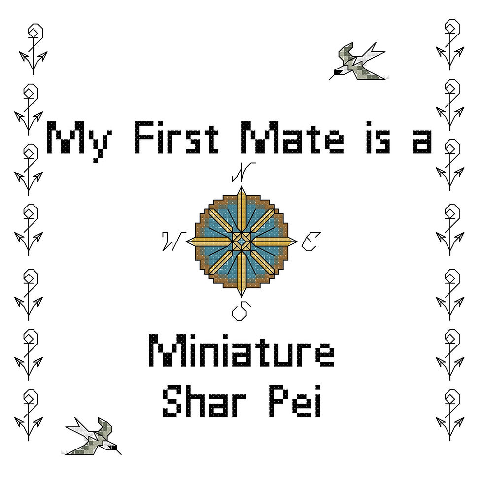 My First Mate is a Miniature Shar Pei Dog Breed Counted Cross Stitch Pattern