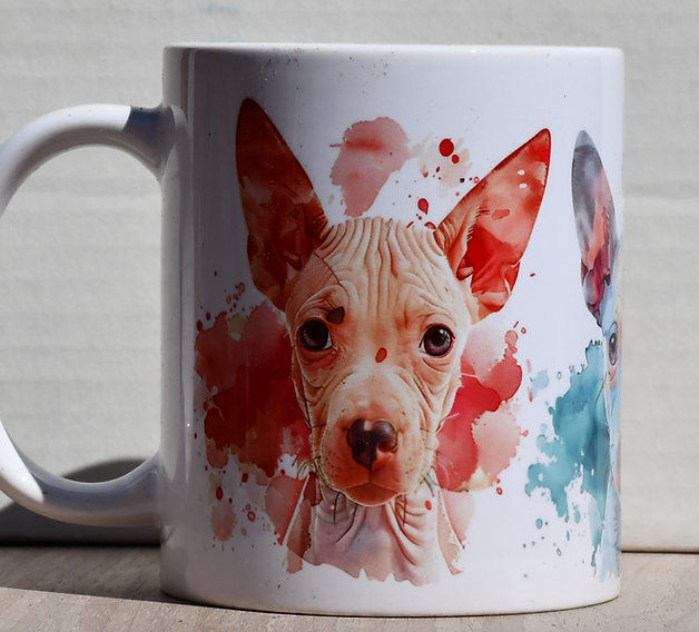 American Hairless Terrier Portrait Watercolor Ceramic 15-ounce Mug