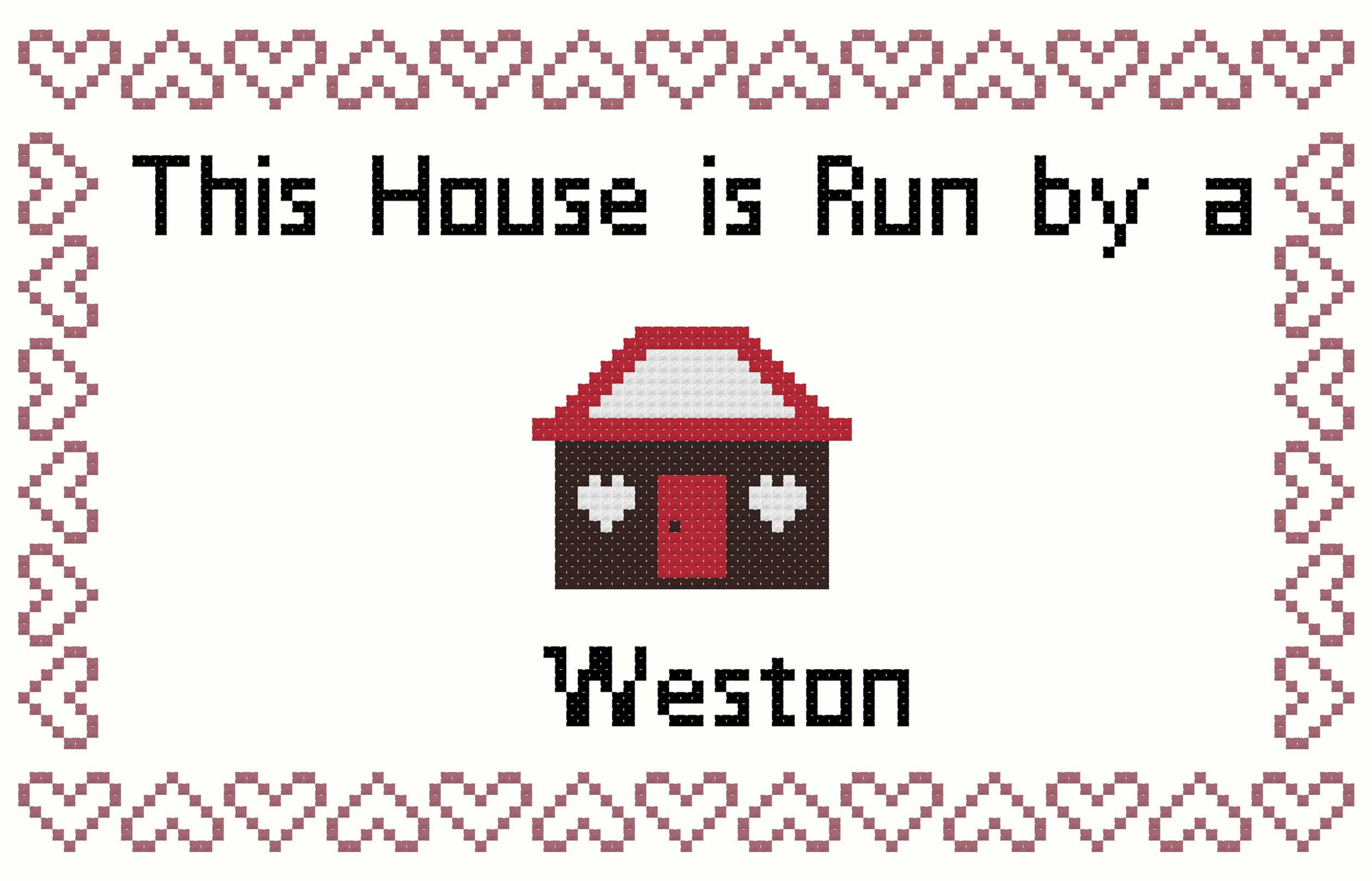 This House is Run by A Weston dog counted cross stitch pattern/graph instant download/pdf
