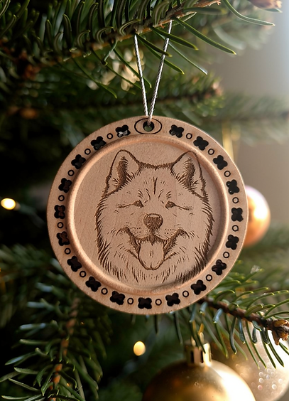 Akita Inu Dog Portrait Wood Ornament