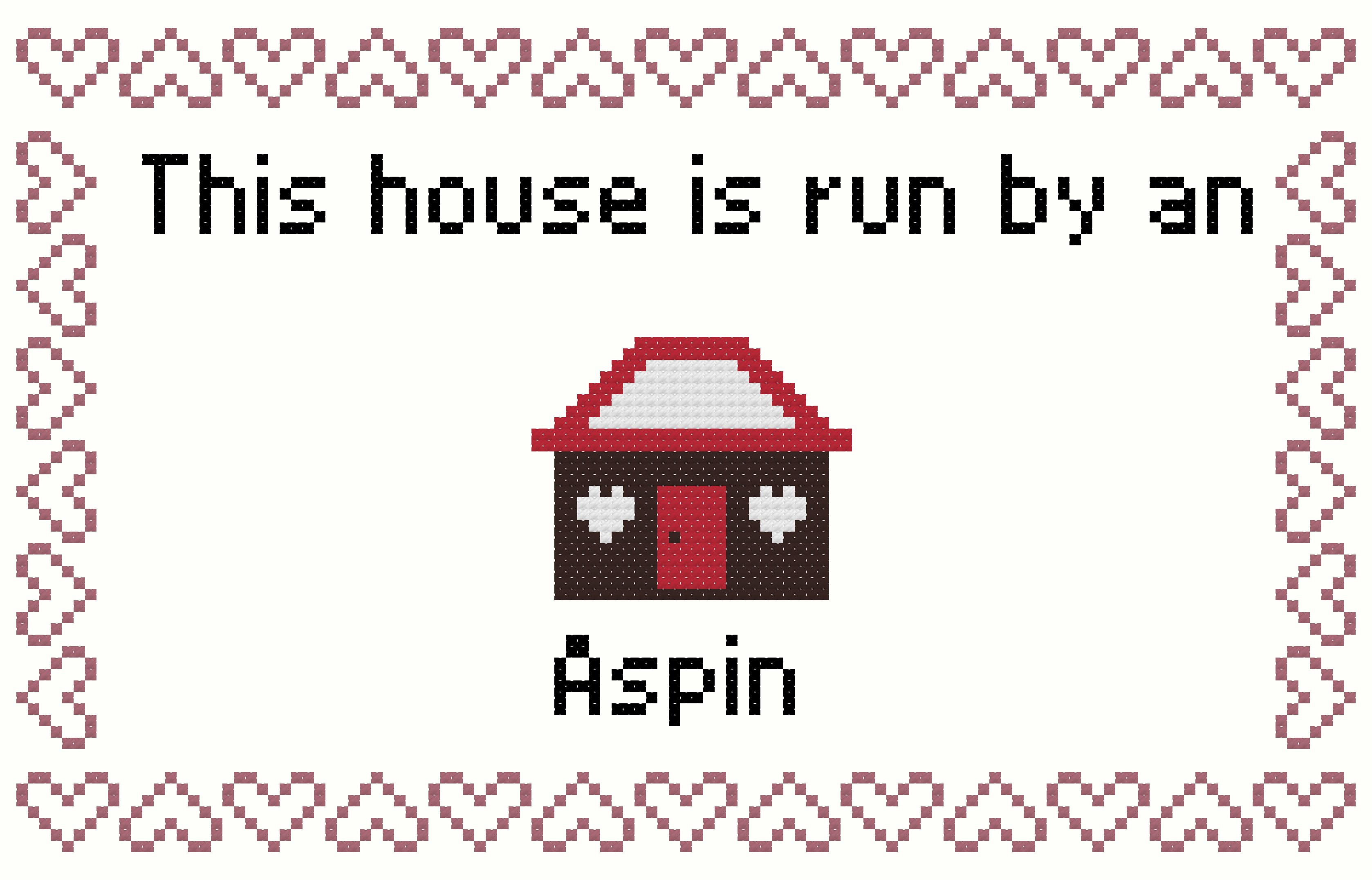 Aspin Dog This house is Run by a Dog Cross Stitch