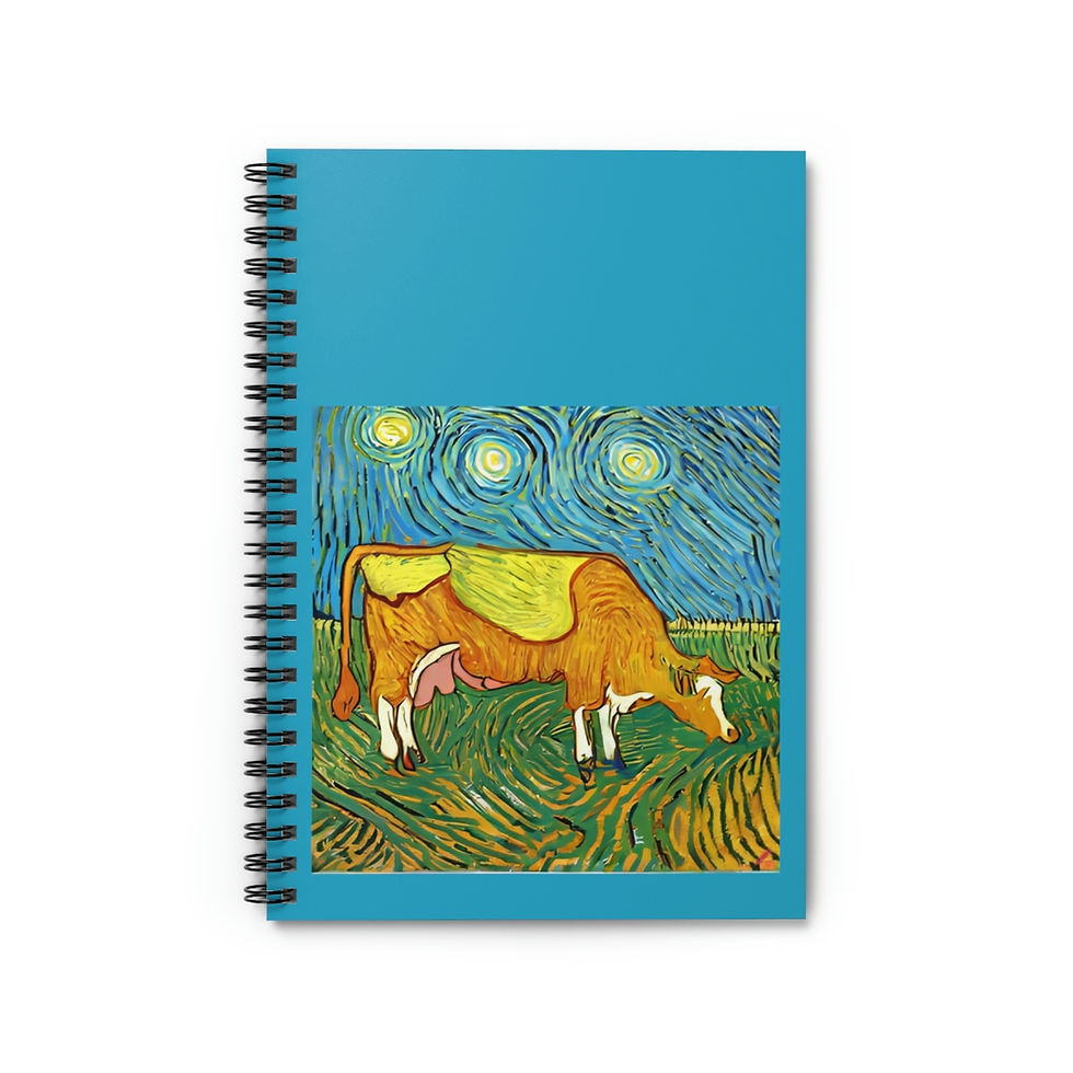Cow Starry Night Style Spiral Notebook - Ruled Line