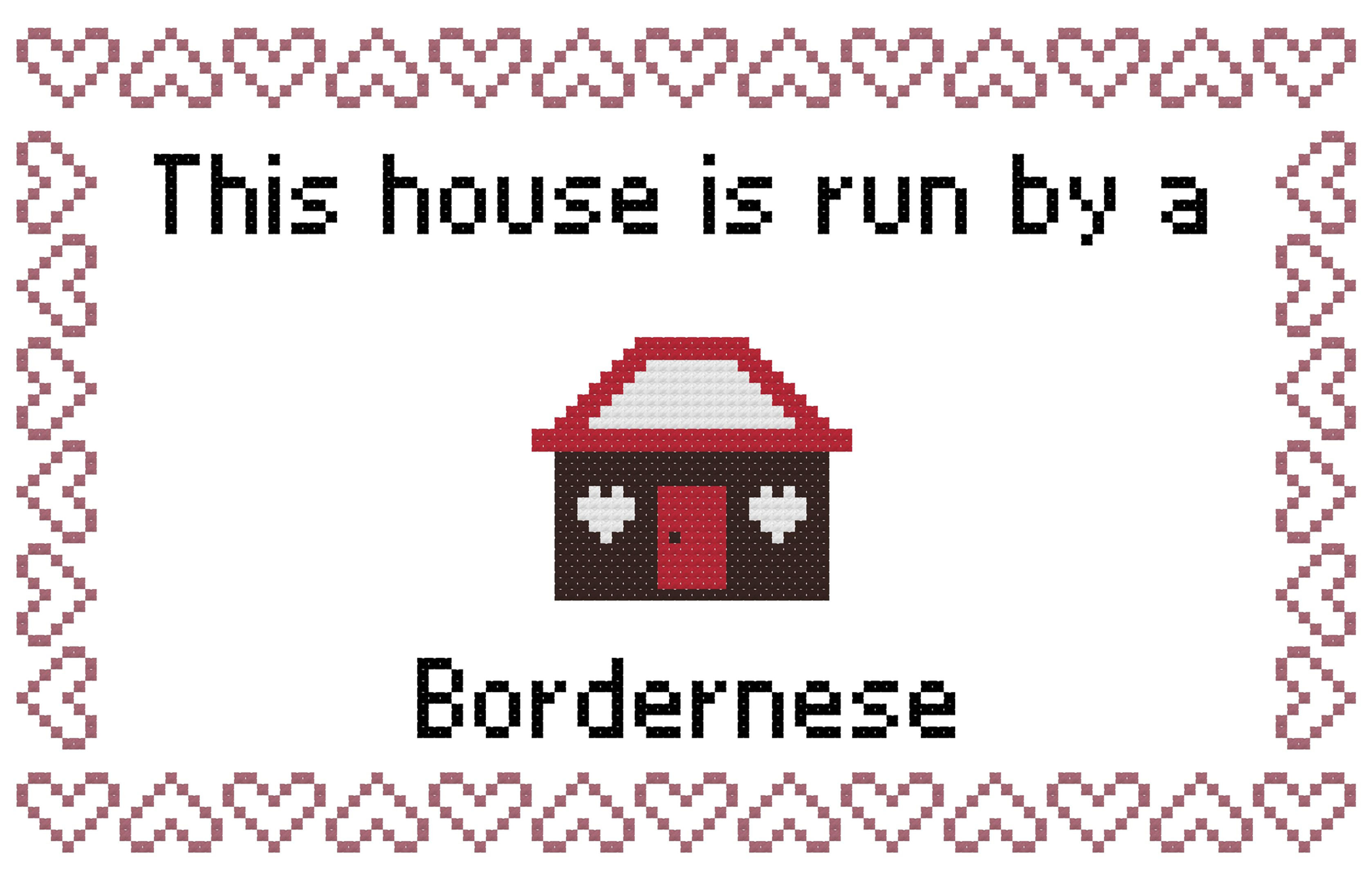 Bordernese This house is Run by a Dog Cross Stitch