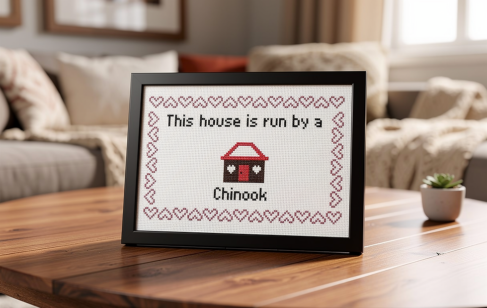 counted cross stitch pattern instant download " This House is Run by a Chinook" dog breed