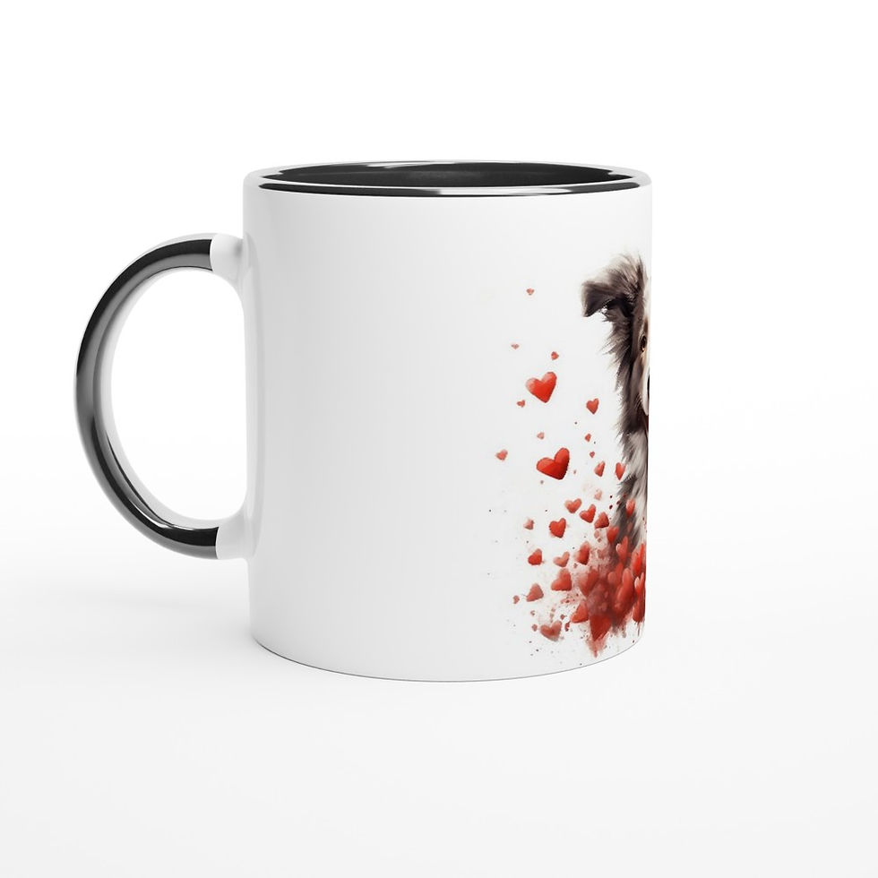 Border Collie With Hearts Ceramic Mug with Color Inside