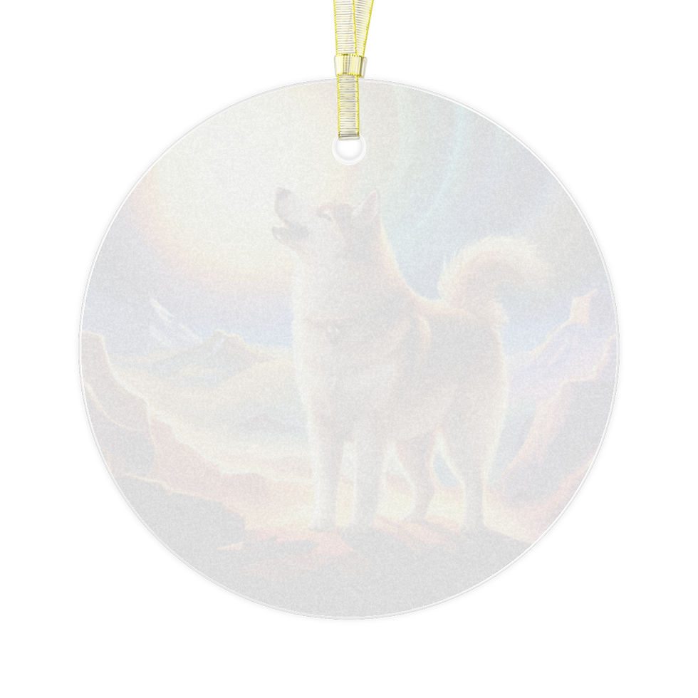 round glass ornament or suncatcher with Alaskan Malamute dog