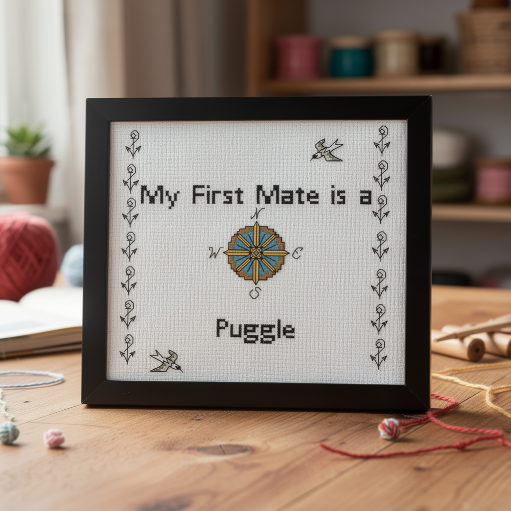 counted cross stitch pattern instant download "My First Mate is a Puggle" dog breed