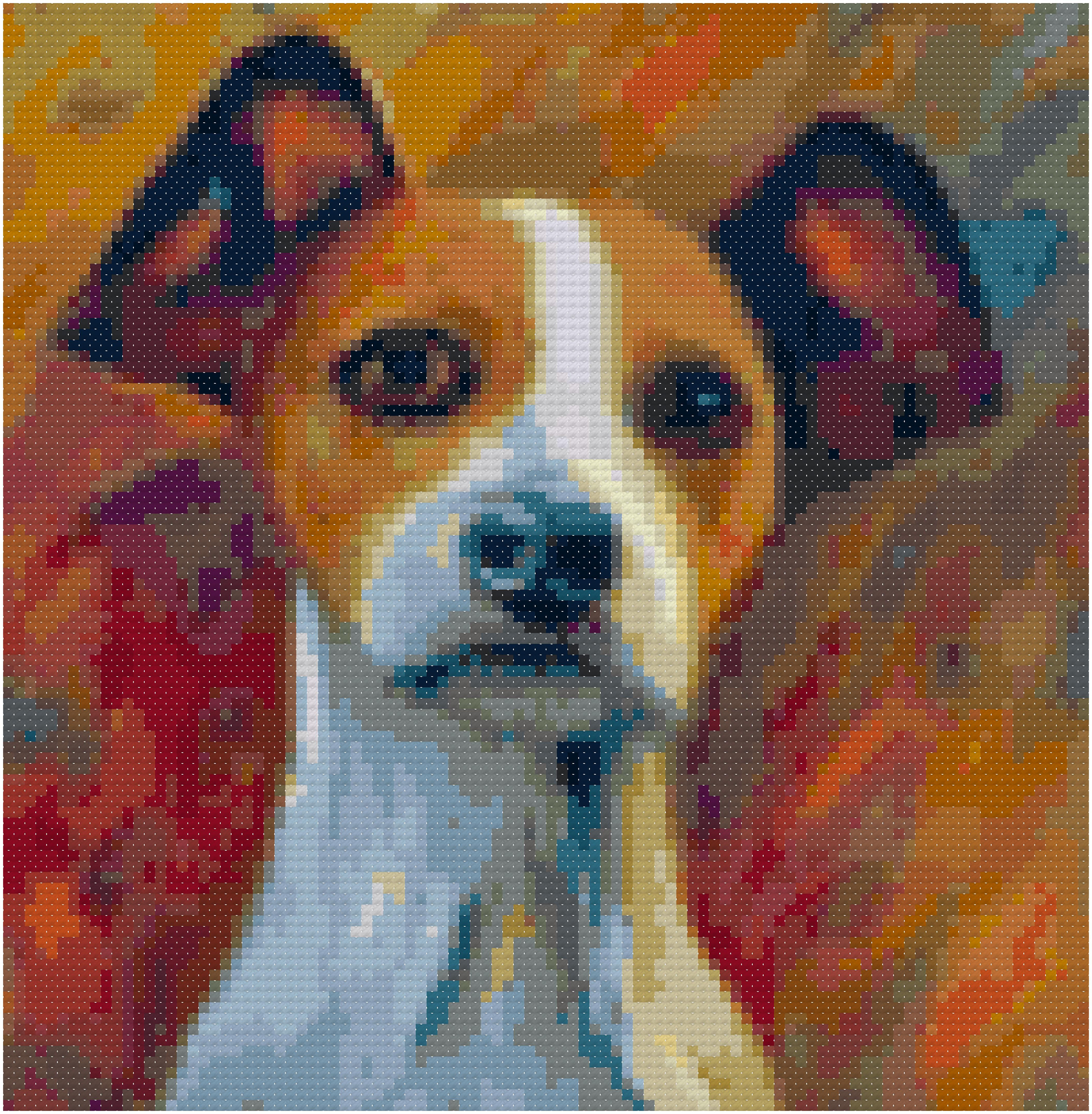 Basenji in Impressionism Style Counted Cross StitchPattern