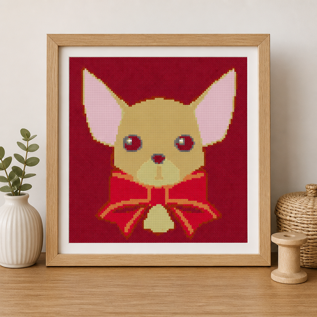 Chihuahua Dog Christmas Portrait Cross Stitch Pattern