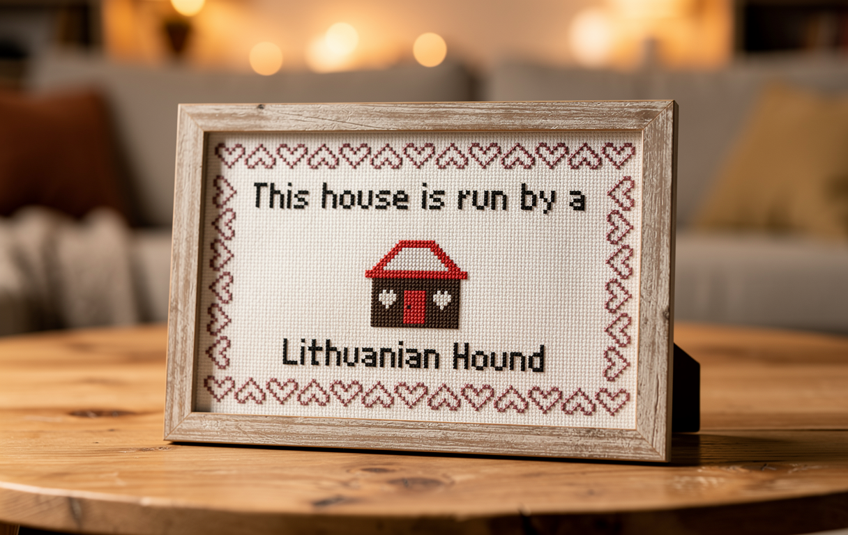 This House is Run by a Lithuanian Hound Dog Counted Cross Stitch Pattern Instant Download