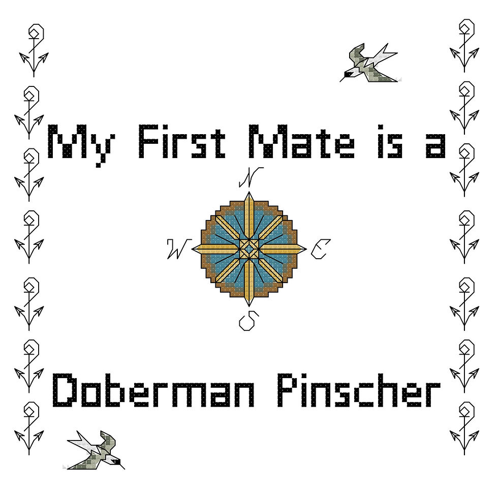 counted cross stitch graph pattern instant download "My First Mate is a Doberman Pinscher" dog