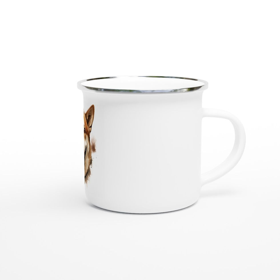 white stainless steel enamel camp coffee cup