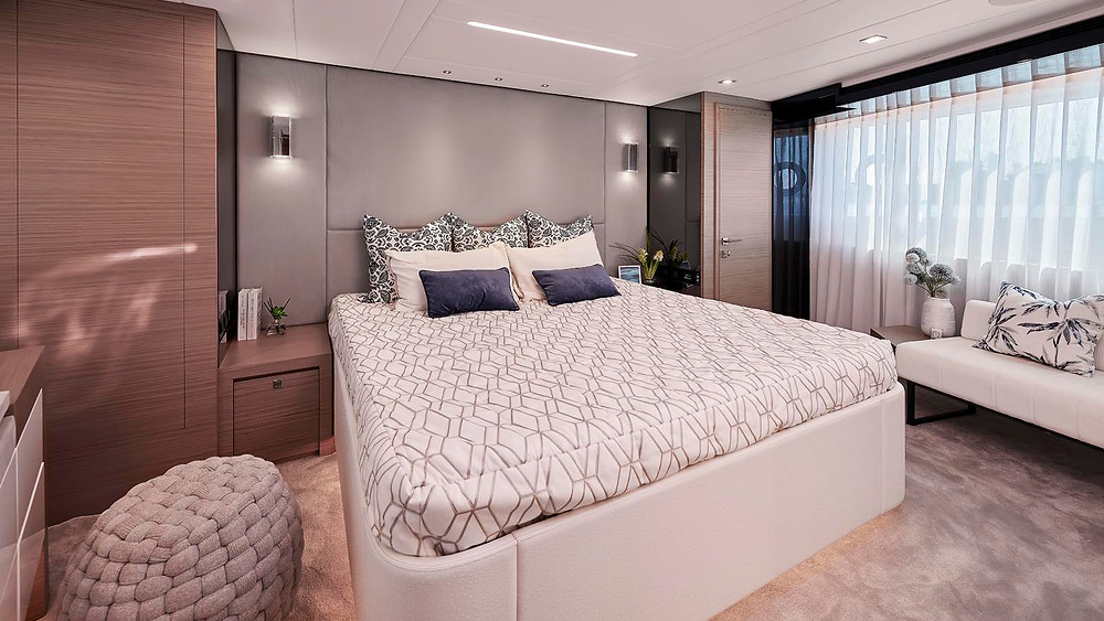 detalle cabina vip yate 23m horizon fd75 nuevo en venta