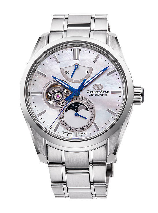 reloj especial con esfera de nacar madre perla 147-RE-AY0005A00B de orient star fabricado en Japón