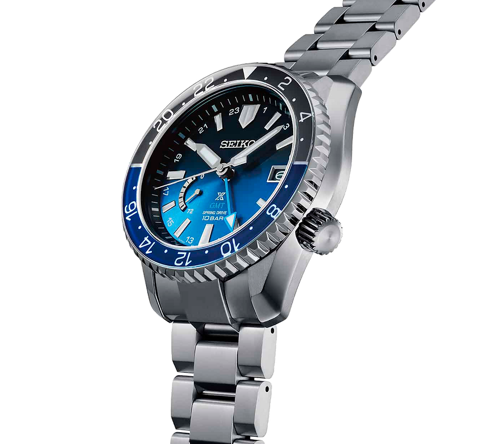 Detalle degradado azul esfera reloj Prospex LX SNR049J1