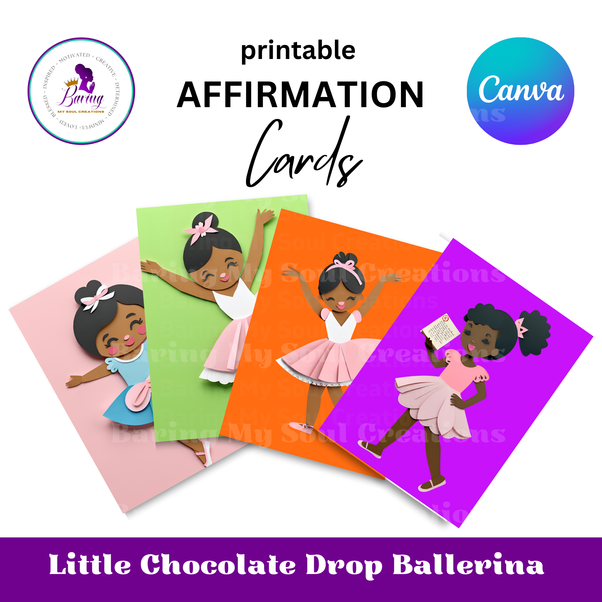 Little Chocolate Drop Ballerina Affirmation Cards
