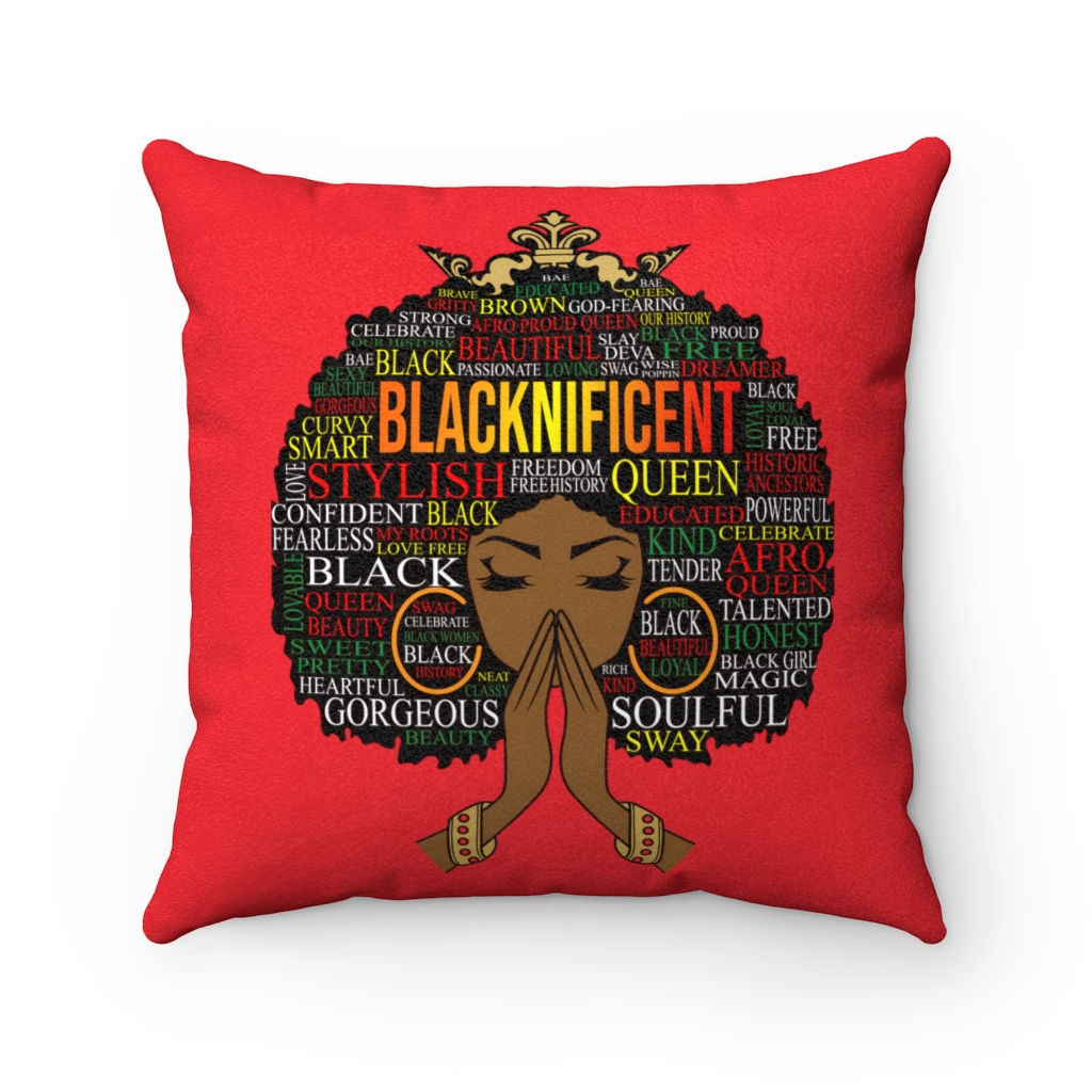 Red Blacknificent Faux Suede Square Pillow