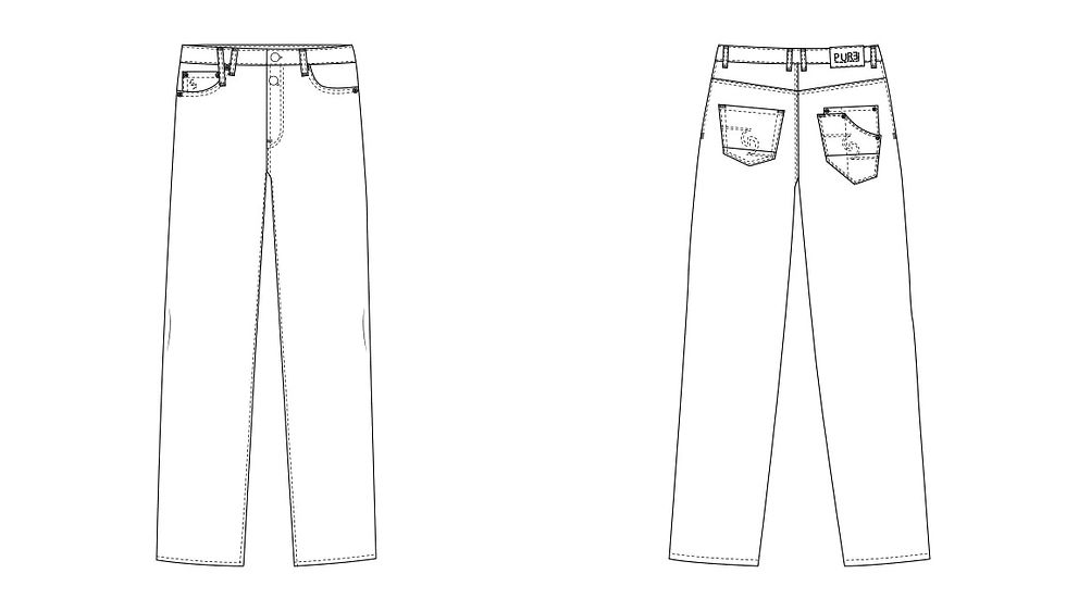 Thumbnail: Chaud Devant Men's Blue Stretch Denim Trouser Sketch Drawing