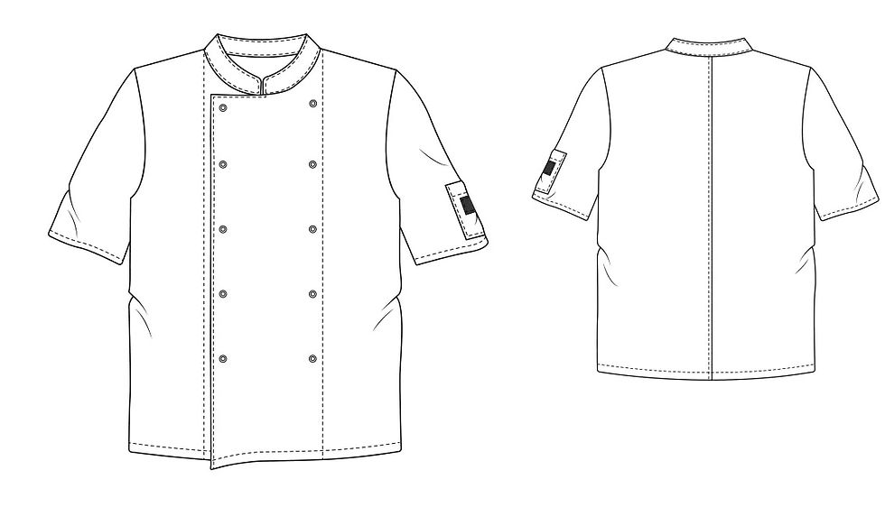 Thumbnail: Chaud Devant Hilton Poco Short Sleeve Chef Jacket Sketch Drawing