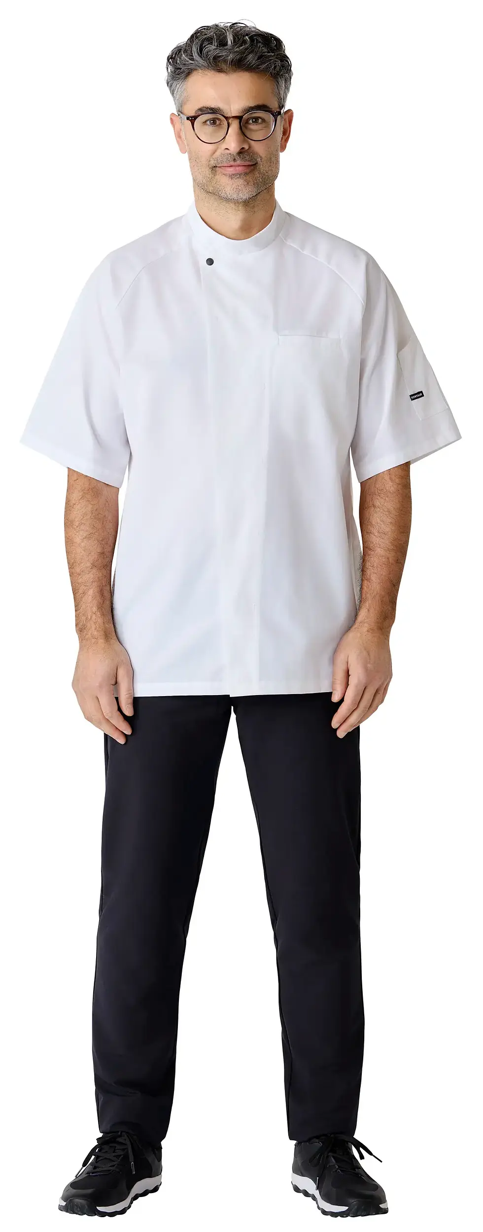 Thumbnail: Kentaur All Round Short Sleeve Chef Jacket White on Model Front