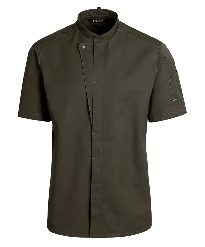 Thumbnail: Kentaur Wing Short Sleeve Chef Jacket Olive Front