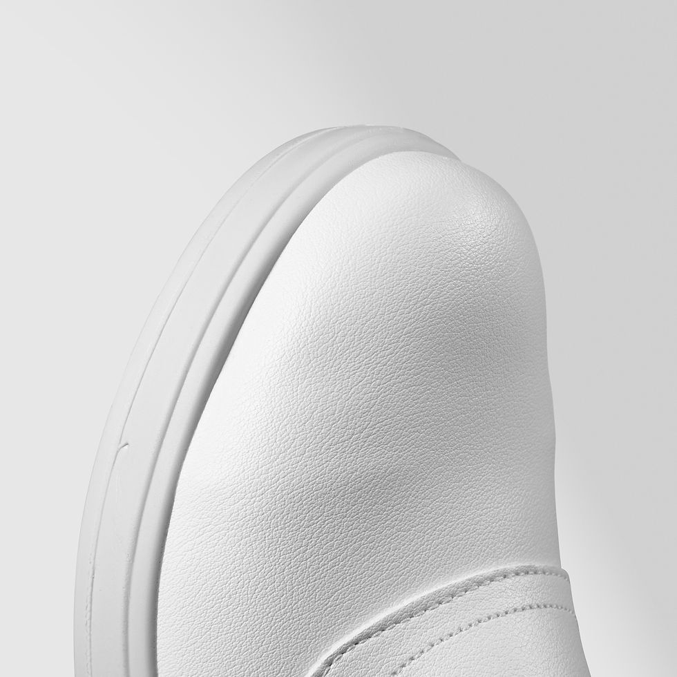 Thumbnail: Nordways Tony Safety Toe Cap Shoe White Single Toe Cap Close Up