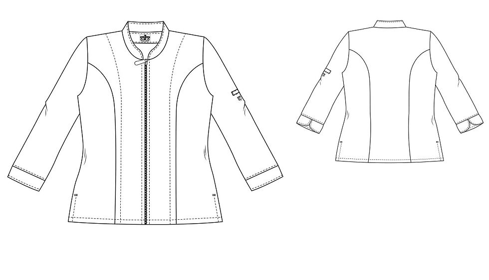 Thumbnail: Chaud Devant Monza Long Sleeve Woman's Chef Jacket Sketch Drawing