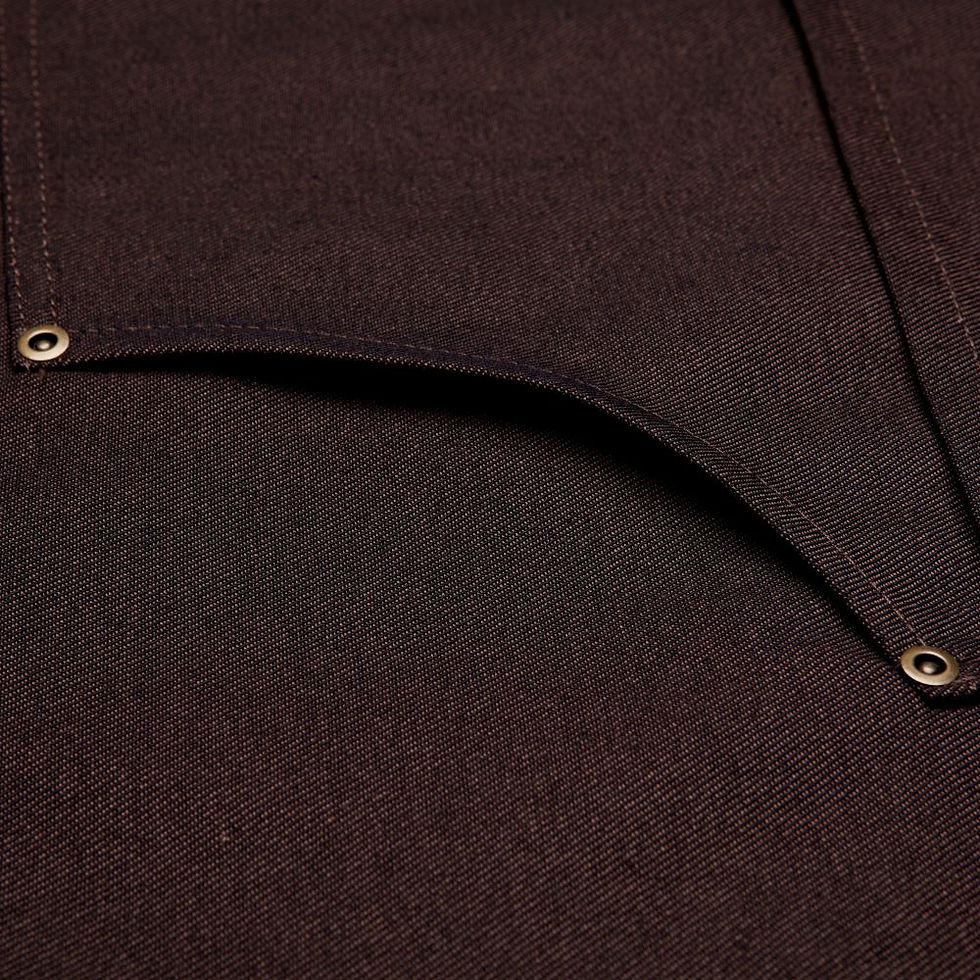 Thumbnail: Oliver Harvey Adjustable Bib Apron with Leather Strap Brown Pocket Detail