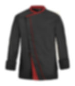 Thumbnail: Lafont Mint Men's Long Sleeve Chef Jacket Black & Red Front