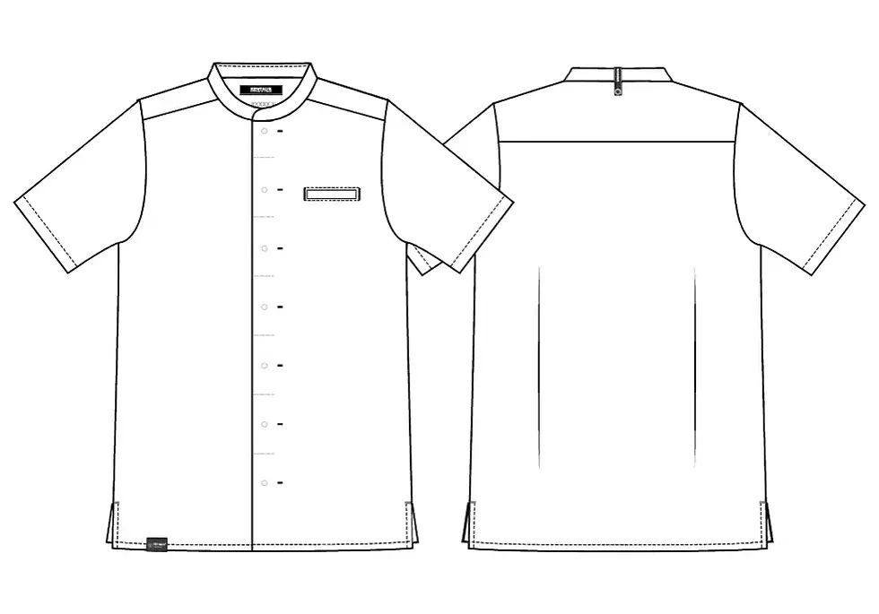 Thumbnail: Kentaur Refibra Tech Short Sleeve Chef Jacket Design Sketch