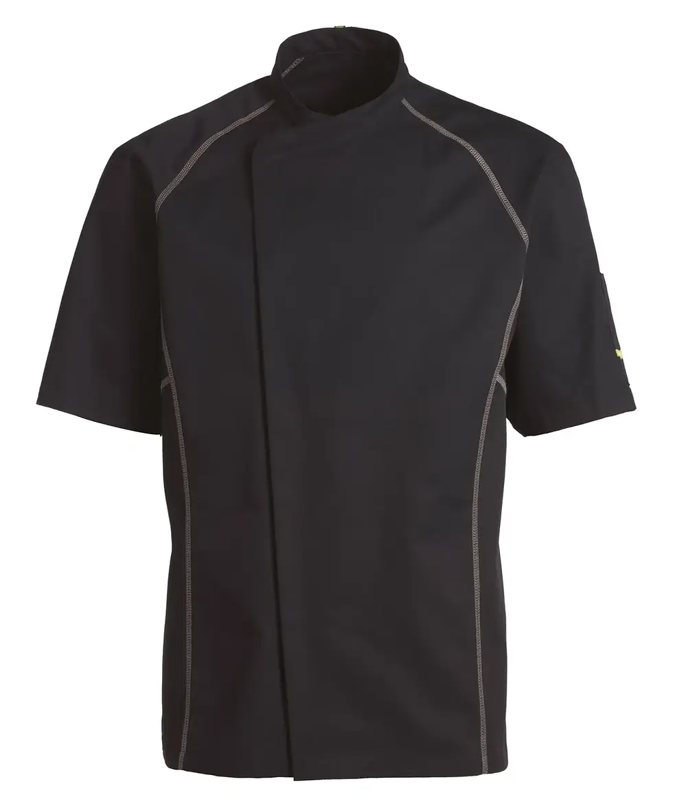 Thumbnail: Kentaur Contrast Stitch Short Sleeve Chef Jacket Black / Grey Front