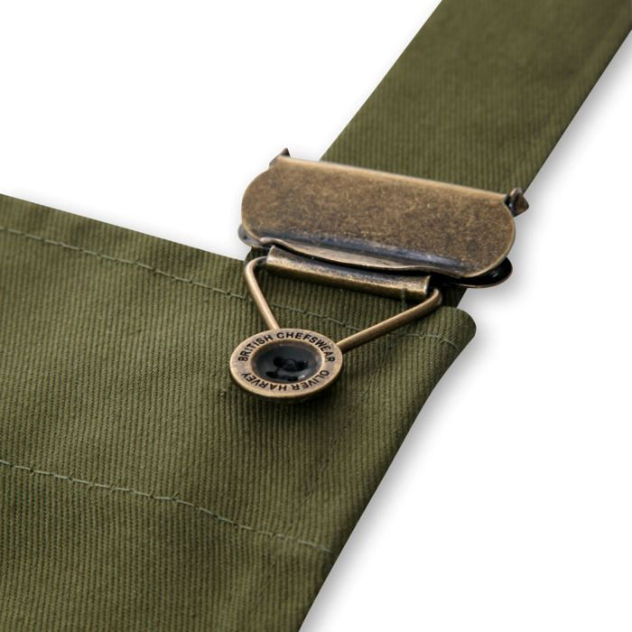 Thumbnail: Oliver Harvey Front of House 100% Cotton Bib Apron Olive Strap Detail