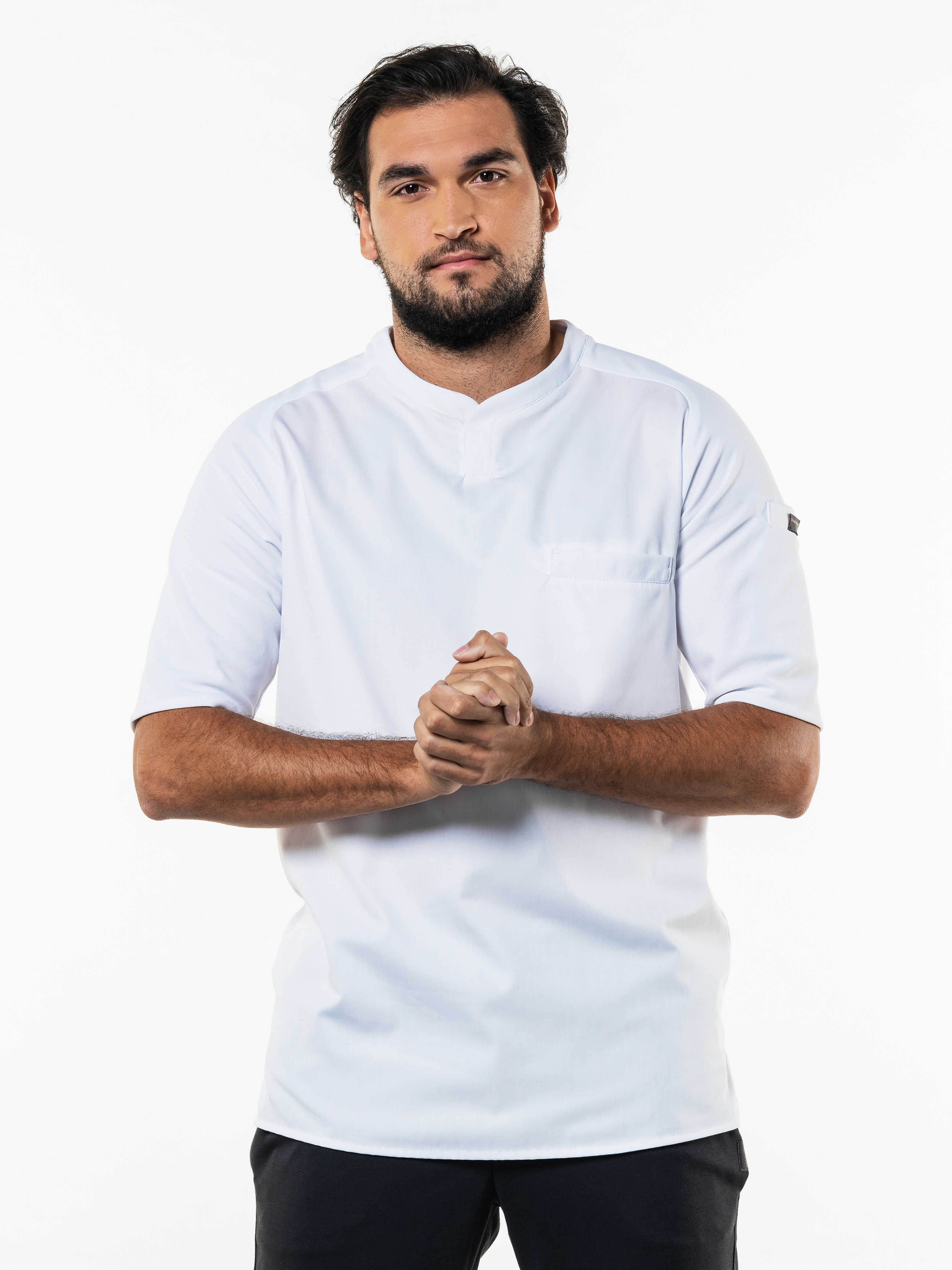 Chaud Devant Valente Short Sleeve Men's Chef T-Shirt White Front