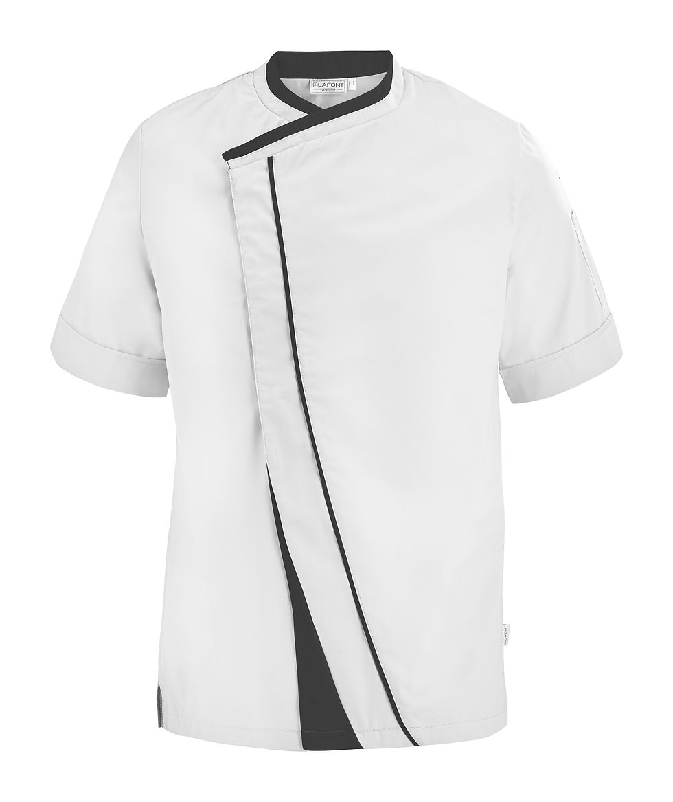Thumbnail: Lafont Parsley Men's Short Sleeve Chef Jacket White & Black Front