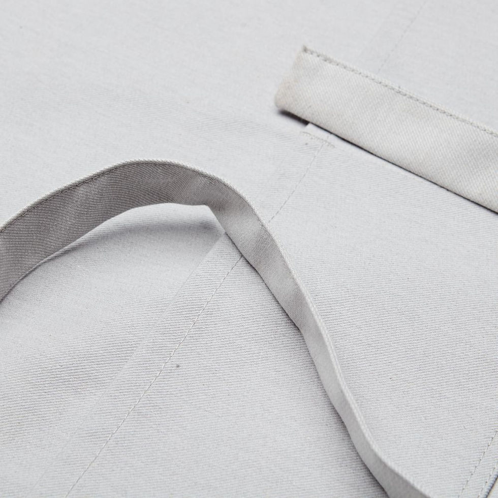 Thumbnail: Oliver Harvey 'The Heather' Bib Apron White Front Waist Strap Detail