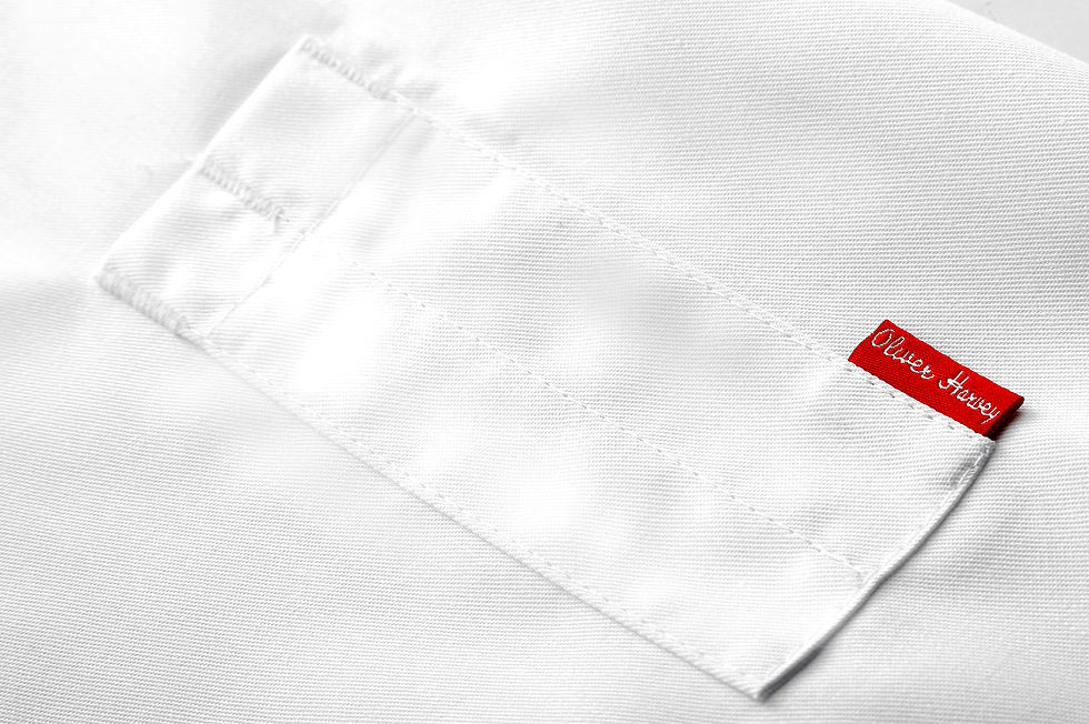Thumbnail: Oliver Harvey Suffolk Mens Short Sleeve Chef Jacket White Detail