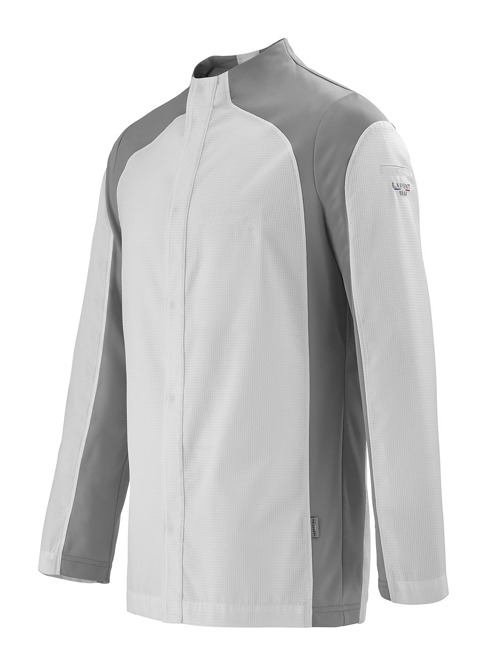 Thumbnail: Lafont Frenesie Men's Long Sleeve Chef Jacket White & Grey Side