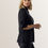 Thumbnail: Le Nouveau Chef Esmee Women's 3/4 Sleeve Chef Jacket Black On Woman Side View