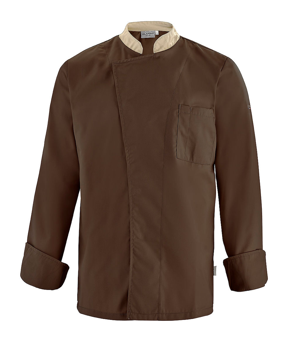 Thumbnail: Lafont Cabbage Long Sleeve Chef Jacket Brown & Beige Front