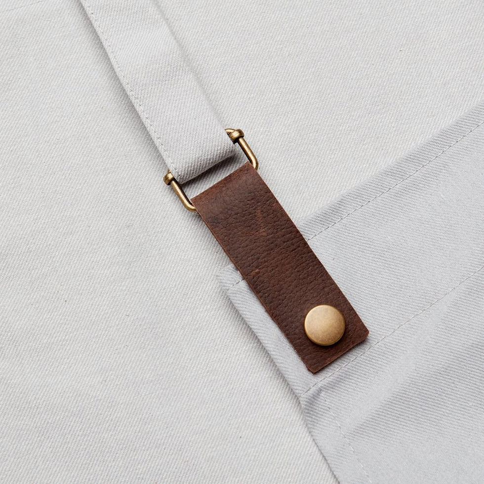 Thumbnail: Oliver Harvey 'The Heather' Bib Apron White Front Strap Detail