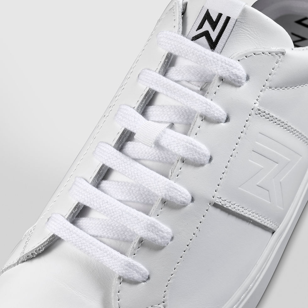 Thumbnail: Nordways Mael Trainer White Single Shoe Front Laces Close Up