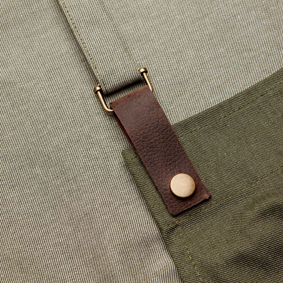 Thumbnail: Oliver Harvey 'The Heather' Bib Apron White Green Halter Detail