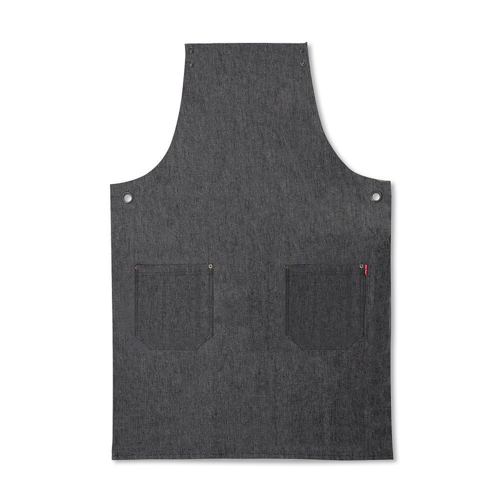 Thumbnail: Oliver Harvey Custom Bib Apron Black Denim Regular Length Flat