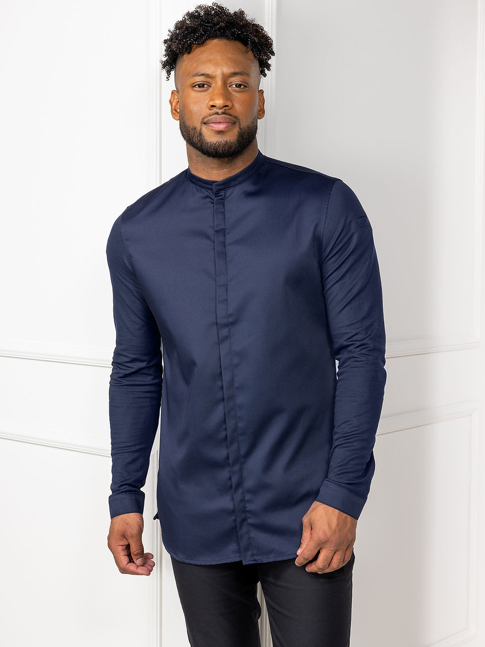 Thumbnail: Le Nouveau Chef Patriot Blue Julien Chef Jacket on Man Front View