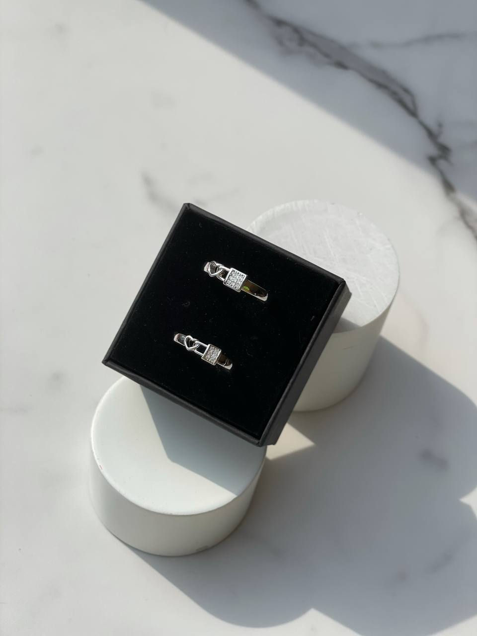 S925 Love Lock Couple Ring Set