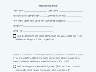 Swan Valley Fiddle Contest 2018 Entry Form
