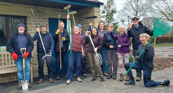 The wonderful team at Baslow Bowls Club undertaking a pre-season clean up