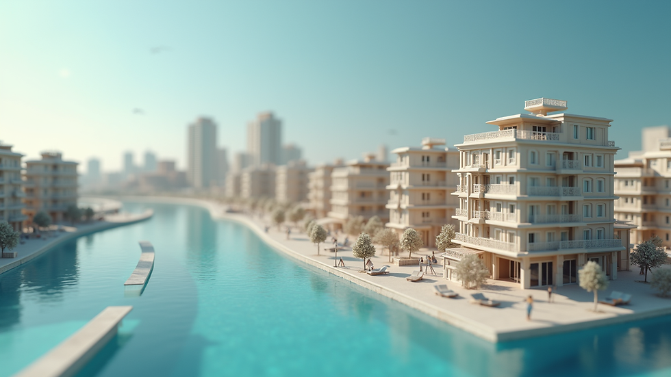 Vue en plongée d'une maquette urbaine imprimée en 3D avec des détails peints à la main