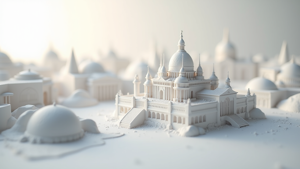 Vue rapprochée d'une maquette 3D architecturale détaillée