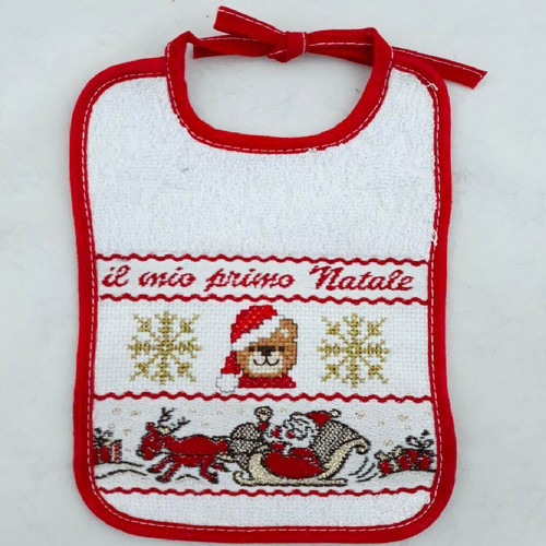 Il Mio Primo Natale Punto Croce.Bavaglino Il Mio Primo Natale Merceriamary